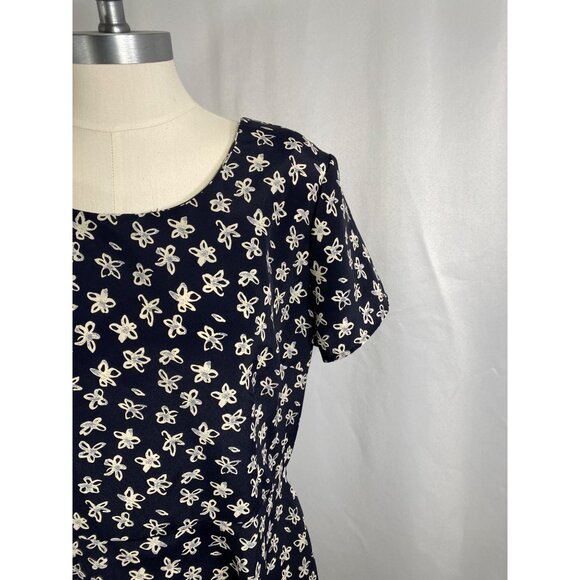 Jaclyn Smith classics dark navy blue fit & flare dress summer office. 14 - Picture 2 of 6